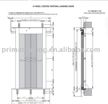4 Panel Centre Parting Landing Door Device with one locking device