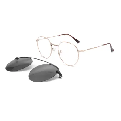 Metal Clip On Sunglasses for Myopia: Designer Round Ladies Eyewear