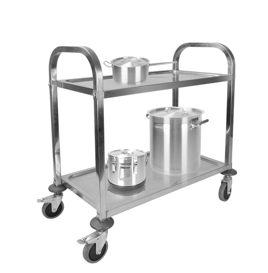 Multifunctional two-layer stainless steel dining cart