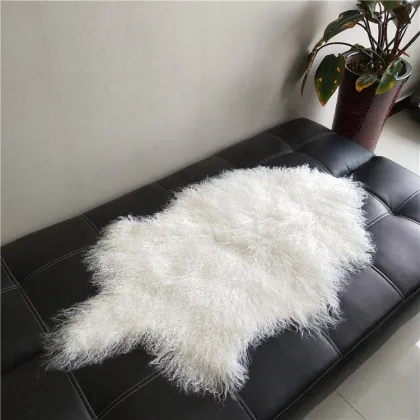 curly long hair natural or dyed color mongolian sheepskin rug