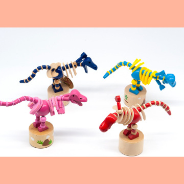 Empurre de madeira ao longo de brinquedos para crianças, brinquedos de madeira do arco-íris