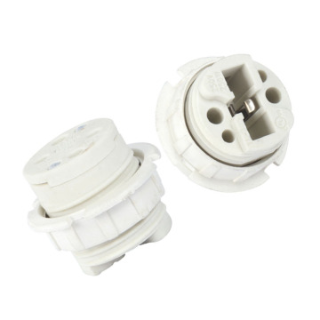 White Ceramic G9 Lamp Holder with Gold Finish for 250W G9 Halogen Bulb