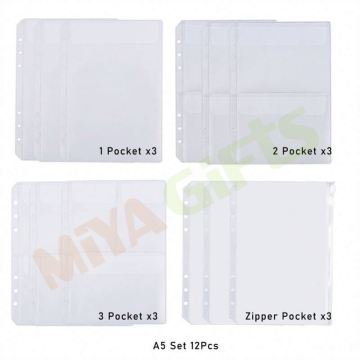 Custom Binder A5A6A7 Plastic Frosted Transparent Pouch for Planner
