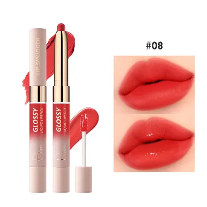 10-Color Two-Head Lipstick Lip Gloss Matte Liquid Velvet Lip Glaze