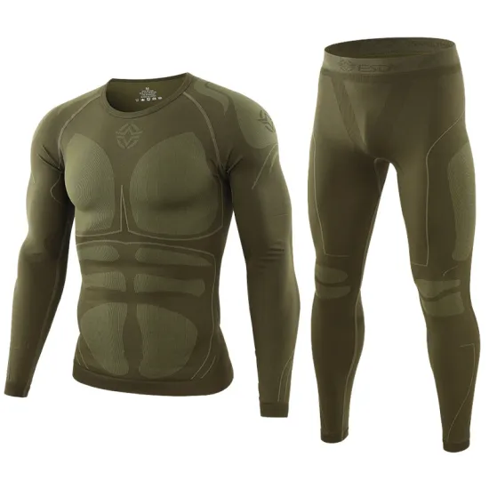 Men's Cycling Thermal Underwear Velvet Camouflage Sports Suit for Fitness
