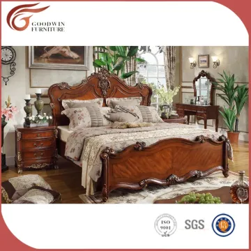 antique wood furniture king bed A48