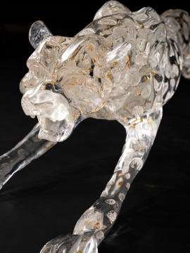 Transparent Leopard Sculpture Hotel room Decoration Crystal