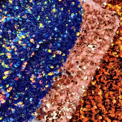 Multi-Color Holographic Sequin Polyester Fabric: 5mm, 100% Polyester, 3D Sequin Velvet Material