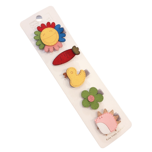 5/10Pcs/Set Girls Cute Cartoon Animals Fruit Leather Hairpins Children Lovely Hair Clips Barrettes Baby Kids Hair Accessories