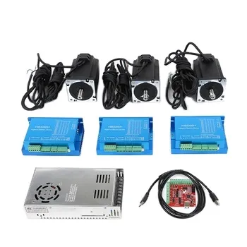 CNC Router Electronic Kit: 4x DM860H Drivers & NEMA34 Motors + Power Supply + Motion Card (Closed Loop Stepper Set)