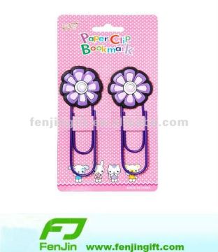 Pvc flower paper clip bookmark