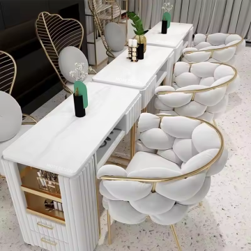 Modern Style Beauty Salon Furniture - Velvet Marble Nail Manicure Table
