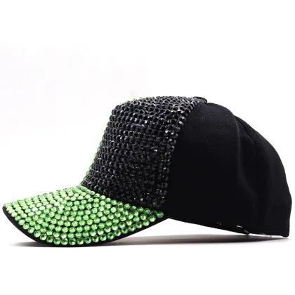 Two Tone Crystal Diamond Bling Rhinestone Snap Back Baseball Cap