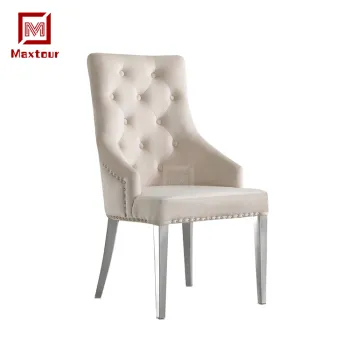 Modern Dining Room: Luxury European Style Stainless Steel Legs with Velvet Surface and Round Ring Back Dining Chair