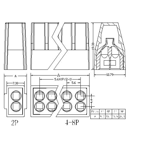 AT608-XX-A PCB Spring Terminal Block Pitch5.6 