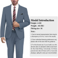 WYWK 2 Piece Men's Suit Wedding Party-Blue Grey-L