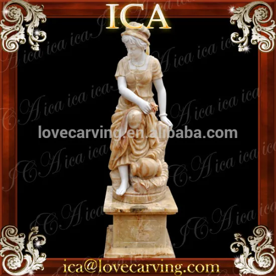Beautiful mix color marble sitting woman garden stone statues