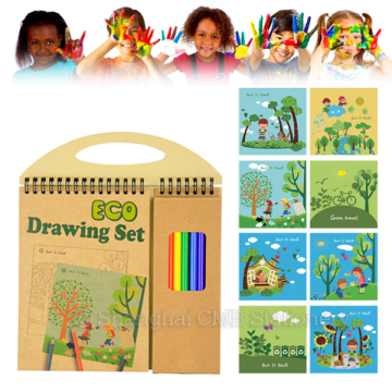 Eco friendly drawing book cover with newspaper pencil art coloring stationery set