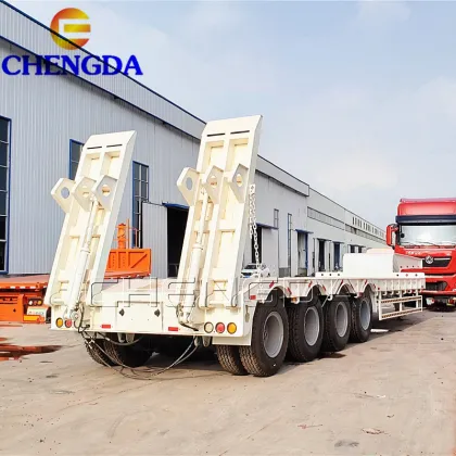 Chengda factory 4 axles lowbed truck semi trailer