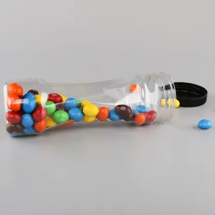 Wholesale Clear Plastic M&M Chocolate Bottles with Lids in 250ml and 400ml Sizes