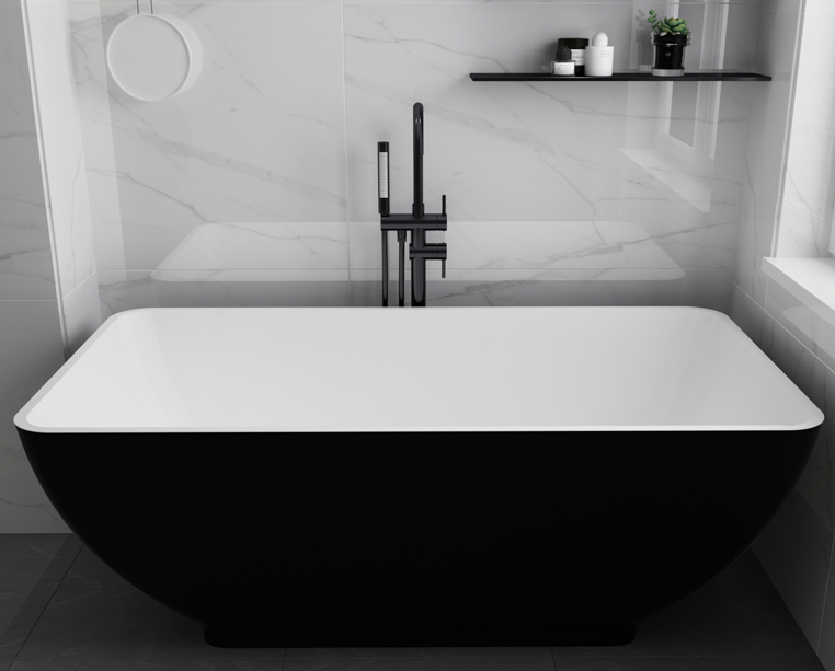 Black Custom Size Freestanding Solid Acrylic Bathtub