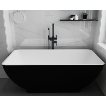 Vasca da bagno in acrilico solido autoportante nero di dimensioni personalizzate