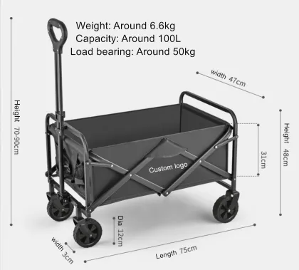 Portable Collapsible Garden Wagon - Beach Trolley Cart for Camping and Sports