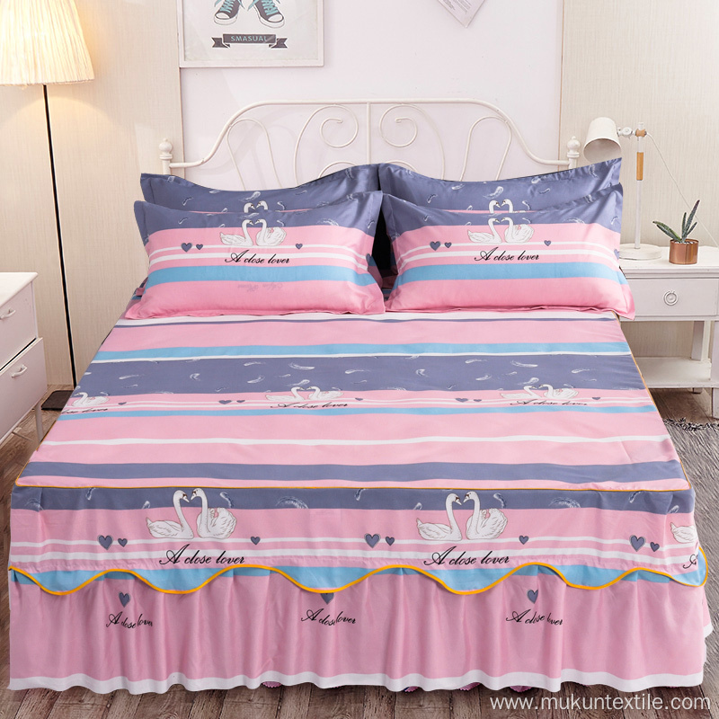 Hot selling polyester microfiber printed bedskirt sheet set