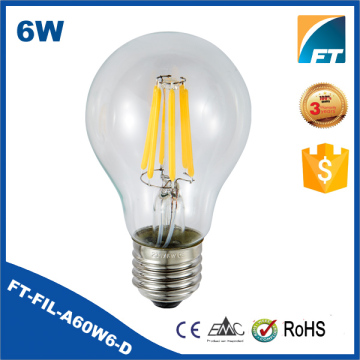 FT-FIL-A60W6-D 6W E27 AC110/230V Dimmable LED Filament Bulb