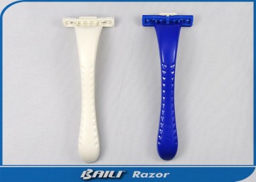 Plastic handle mens disposable pack twin blades for razor aloe strip safety head