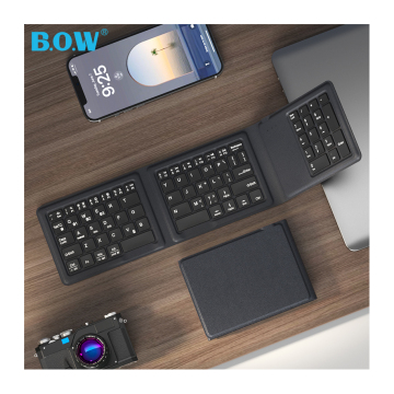 Triple Folding Portable Wireless Rechargeable 3 Channels BT5.0 Keyboard with Numeric Keys