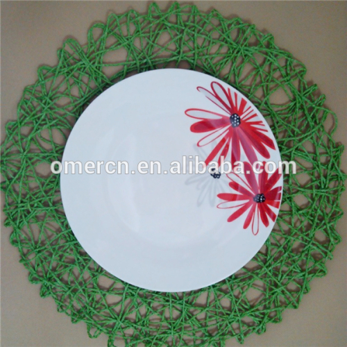 high quality ceramic dinner plates wholesale, 10.5" white plates with solid flower, cheap moroccan ceramic plates
