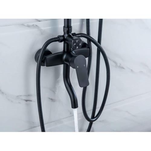 Brass 4 Functions Matte Black Bathroom Shower Set