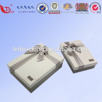Wholesale logo printed paper ribbon rigid cardboard gift box