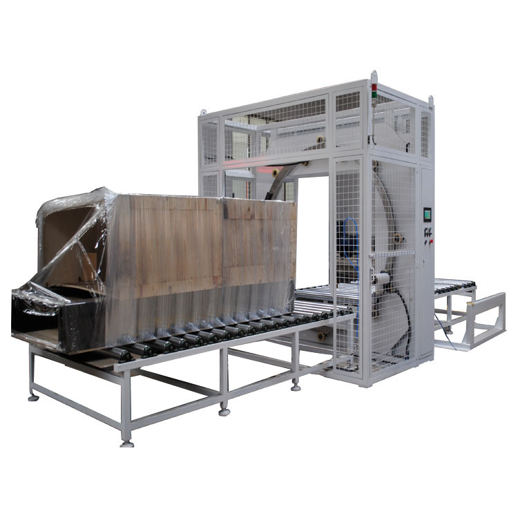 Turntable stretch pallet film wrapper wrapping machine