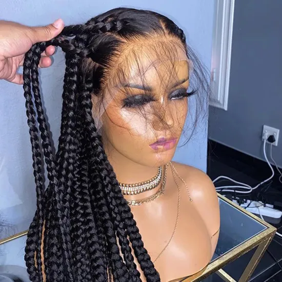 180% Wholesale Lace Front Wig Vendors,Raw Cuticle Aligned Full Lace Wig,Silk Straight Braided Human Hair Wigs With Baby Hair