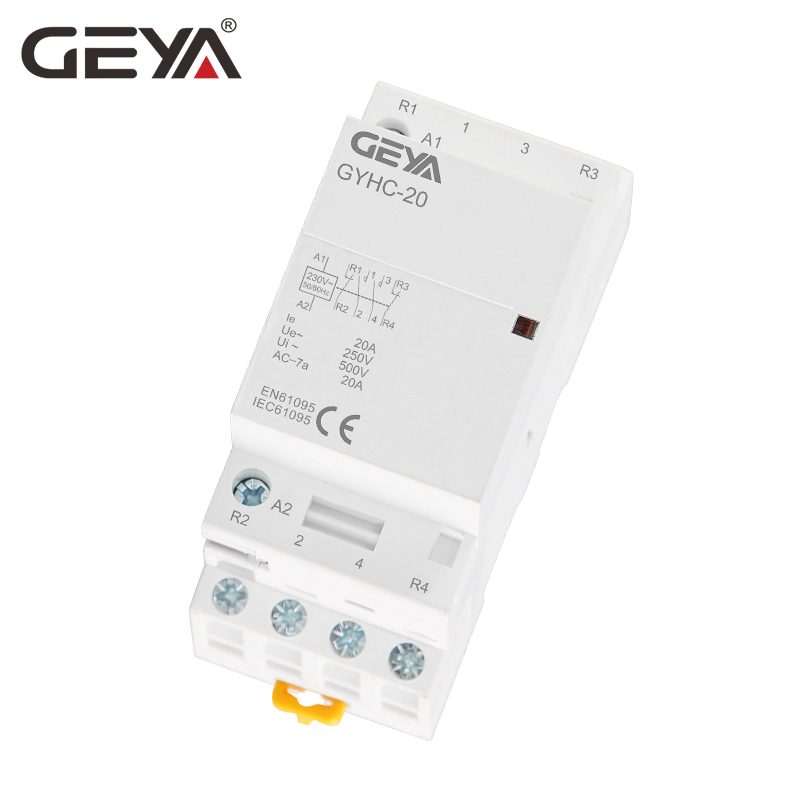 GEYA GYHC 4P 16A 20A 25A 220V/230V 50/60HZ Din rail Household AC Modular Contactor 4NO OR 2NO2NC