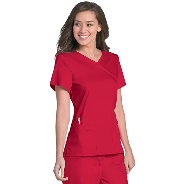 Women's Silky Soft Stretch Crossover Scrub Top with Shaped Waistline