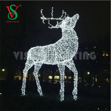 Exquisite Motif White Color Animal Shape Led Christmas 3d Large Outdoor Lighted Reindeer