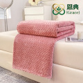 Manta de flanela jacquard de trigo rosa pele