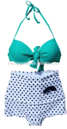 AZ54 retro Swimsuit belly waist bandage hanging neck waist swimsuit Daquan Bikini wave point