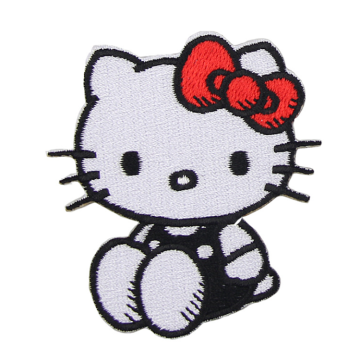 Parches para planchar con bordado tejido Hello Kitty