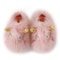 Lindas zapatillas de peluche en casa de monstruo rosa