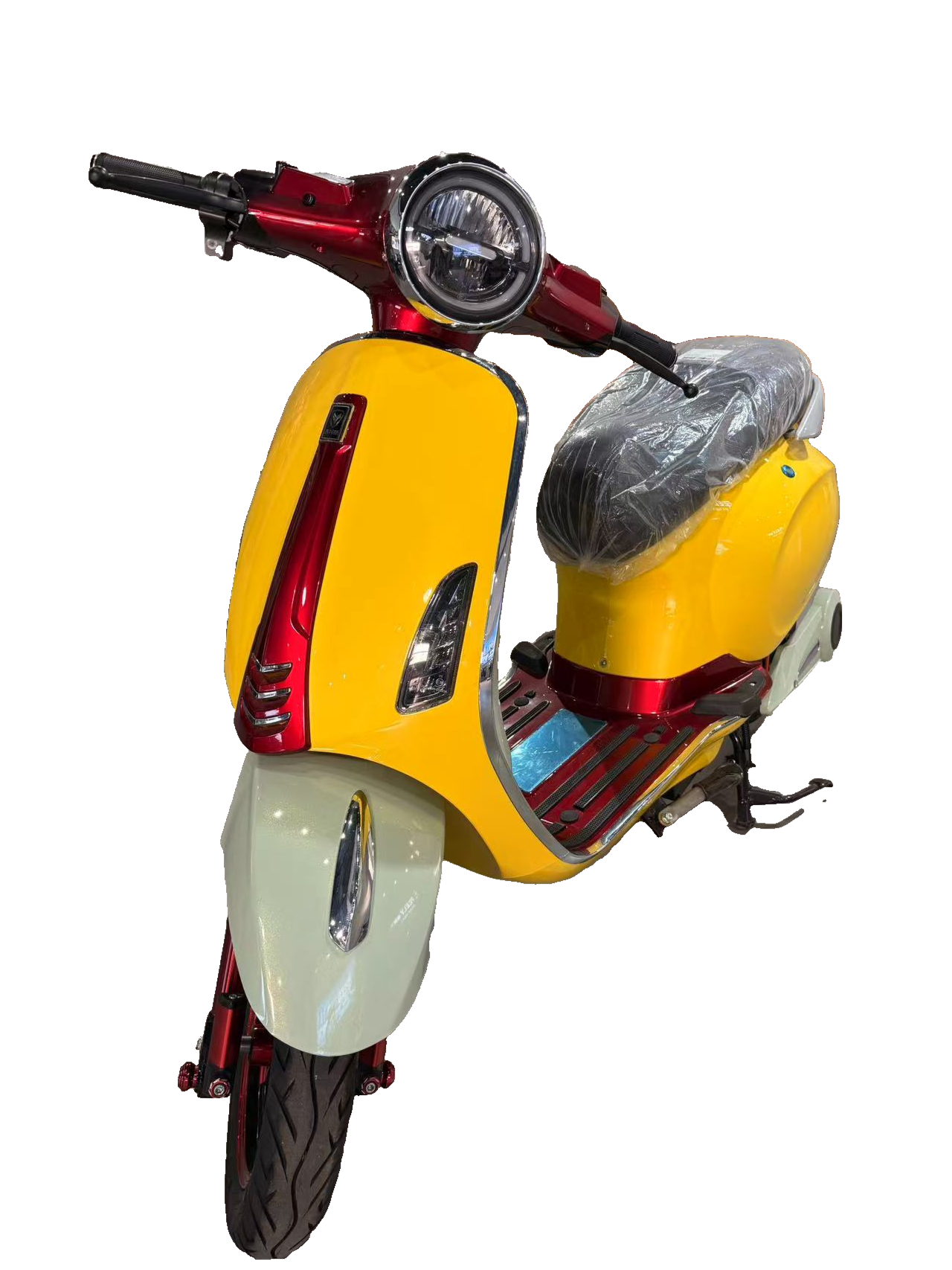 Vibrant E-Scooter with Eye-Catching Color Combo