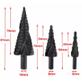 High quality 3 Packs Spiral Step Drill Bit Set 1/4" Hex Shank Cone black hss drill bit for High Speed Steel