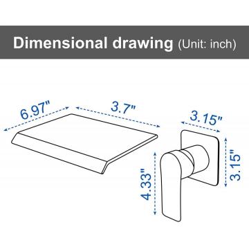 Grifo de cascada de baño de oro cepillado para montaje en pared