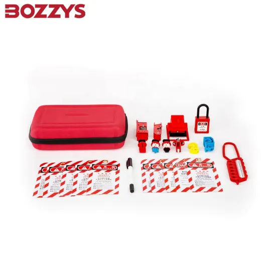 LOTO Electrical Lockout Tagout Kits: Includes Tags, Hasp, Padlock, Breaker Lockout Device, and Storage Bag