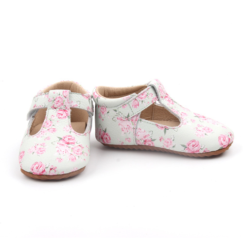 Sapatos com estampa floral bebê meninas T alça