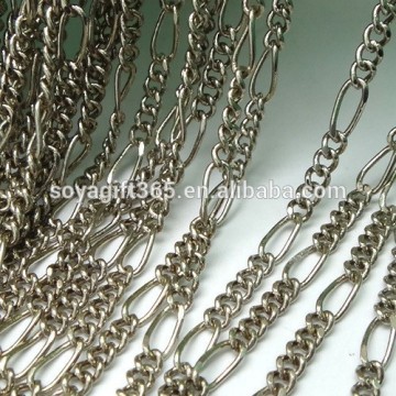 3x6mm White Steel Tone Figaro Chain Copper Link Chain For Jewelry Diy