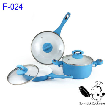 Ningbo aluminum forged 6pcs white ceramic coating nonstick induction cookware